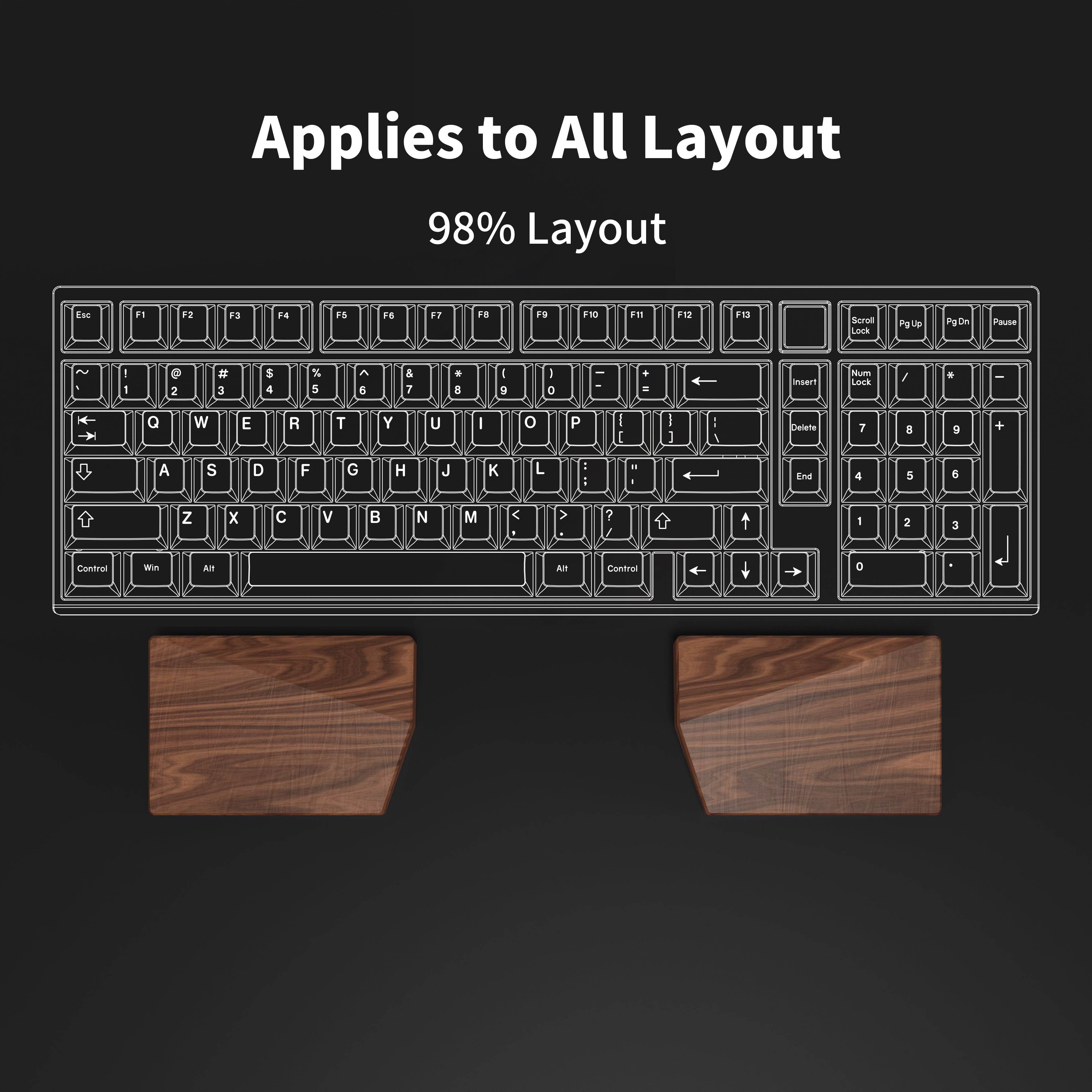LUMINKEY Split Palm Rest - Walnut Wood - LUMINKEY