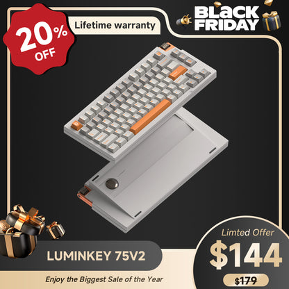 LUMINKEY75 V2 Tri-Mode Custom Mechanical Keyboard Warm Orange-White