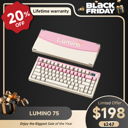 LUMINO75 75% Layout Hot-swappable Custom Mechanical Keyboard-pink