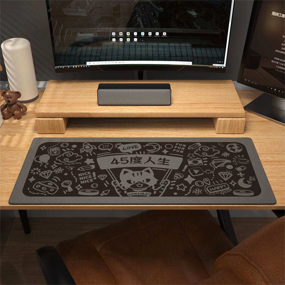 LUMINKEY Desk kit - Meow Graffiti Desk Mat & Walnut Wood Palm Rest - LUMINKEY