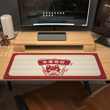 LUMINKEY Desk kit - Meow Graffiti Desk Mat & Walnut Wood Palm Rest